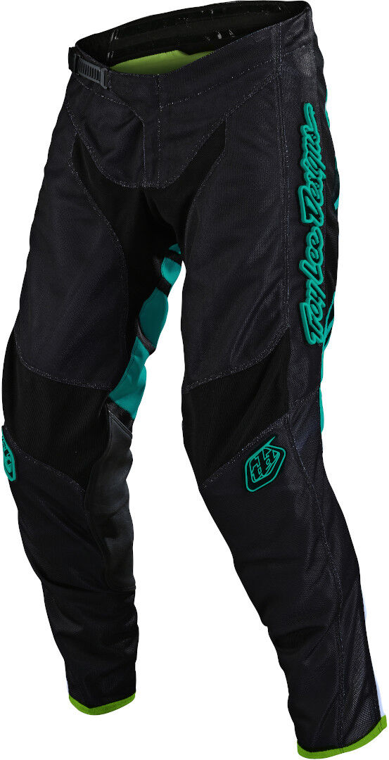 Troy Lee Designs GP Drift Youth Motocross Pants Mládežnické motokrosové kalhoty XL Černá Tyrkysová