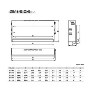 RICHEN Elektrokamin schwarz Amazona 36 1000/2000 Watt 56 x 93,2 cm