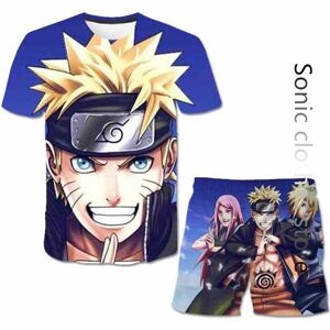 Etst 07 Sommer Anime Naruto T-Shirt Männer Casual Set Marke Jungen T-Shirt Kurzarm + Shorts Übergroßen 3d Druck Kinder Zwei-Stück Set