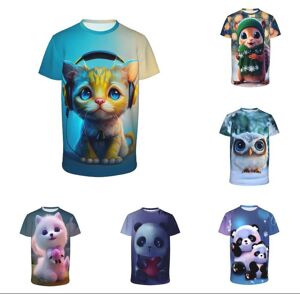 Ulao Nette Tiere 3d Druck Kinder T-Shirts Niedliche Cartoon-Tier Muster Kinder T-Shirts Atmungsaktive Elastische Shirts 2023