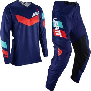 Leatt 3.5 Ride 2023 Motocross Jersey und Hose Set - Grau Blau - XS - unisex