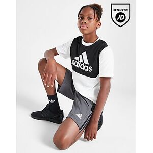 adidas Colour Block Logo T-Shirt/Shorts Set Junior, White