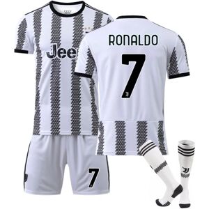 Ny sæson 22-23 Juventus Home Børn Voksne Fodboldtrøje Suit W RONALDO 7 22 (120-130cm)