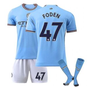 Haaland 9 Hjemmebanetrøje 2022-2023 Ny sæson Manchester City Fc Fodbold T-shirts sæt W 22 23 Foden 47 Kids 24(130-140CM)