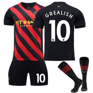 Manchester City F.C. Away 22/23 Jersey Grealish No.10 fodboldtrøje 3-delt sæt til børn, voksne 24(130-140CM)