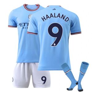 22-23 Ny sæson Manchester City nr. 9 Harland trøjesæt til børn 26（145-150cm)