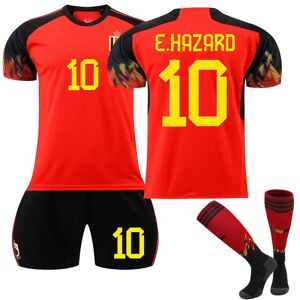 22-23 Qatar World Cup Belgien Hjemmetrøje Fodbold Træningsdragt E.HAZARD 10 Kids 26(140-150CM)