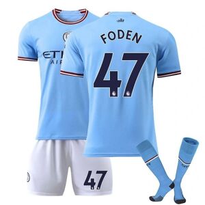 Manchester City trøje 22-23 Fodboldtrøje Mci trøje GREALISH 10 - Perfet FODEN 47 Kids 26(140-150)