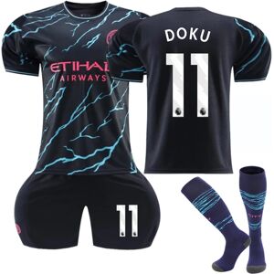 23-24 Manchester City Away Kids Fodbolddragt nr. 11 Doku 26