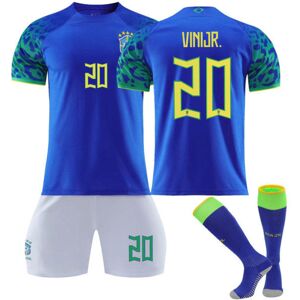 Qatar fotbolls-VM 2022 Brasilien Vini Jr #20 Tröja Samba fotboll T-shirts for herr Set Barn Ungdomar fotboll Tröjor Kids 24(130-140cm)