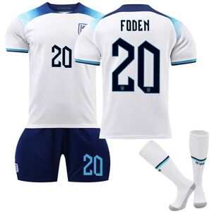 Goodies England VM 2022 Hjemmetrøje Foden #20 Fodboldtrøje T-shirt shorts sæt Fodbold 3-delt sæt til børn Voksne Adult XS（160-165cm）