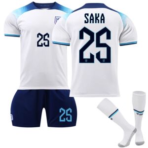 Goodies Qatar 2022 World Cup England Home Saka #25 Trøje Herre fodbold T-shirts Trøjesæt Børn Unge Kids 24(130-140cm)