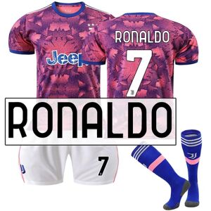 Goodies Juventus udebanetrøje sæson 22/23 fodboldtrøje T-shirts Voksne børn Komfort fodboldtrøjer RONALDO 7 Kids 26(140-150CM)