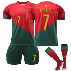 CNMR 22-23 Portugal Hjem #7 Ronaldo fodboldtrøje dragt til børn og voksne zV Kids 26(140-150CM)