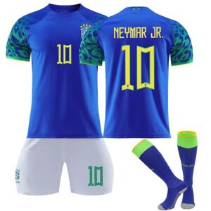 Neymar Jr #10 Fodboldsæt til børn Fodboldtrøje Træningsdragt Brazil Away Komfortabel Brazil Away Kids 28(150-160CM)