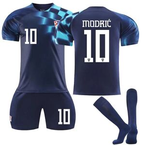 Galaxy Kroatien Bortröja World Cup 2022/23 Modri#10 Fotbollströja T-shirt Shorts Kit Fotboll 3-delade sæt til barn Vuxna Kids 28(150-160cm)