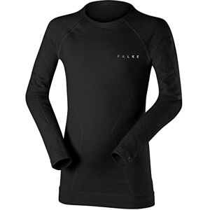 FALKE ESS Kids Wool Tech. long sleeve top, UK size 5-6 (EU 146-152), Black, virgin wool mix Sweat wicking, fast drying, warm, protection in cold to very cold temperatures, ideal for ski