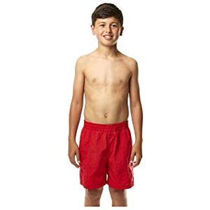 Speedo Jungen Challenge de 15 Zoll Wassershorts, Feuerwehr-Rot/Weiß Streifen-Logo, M