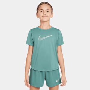 Nike One Dri-FIT-træningsoverdel med korte ærmer til større børn (piger) - grøn grøn XS