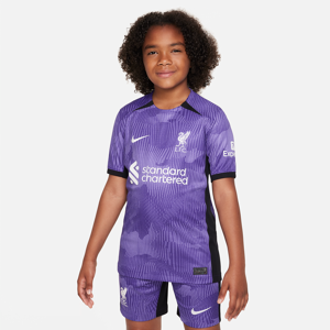 Liverpool FC 2023/24 Stadium Third-Nike-Dri-FIT-fodboldtrøje til større børn - lilla lilla XS