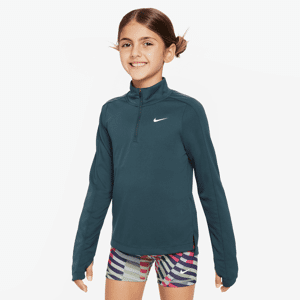 Langærmet Nike Dri-FIT-trøje med 1/2 lynlås til større børn (piger) - grøn grøn S