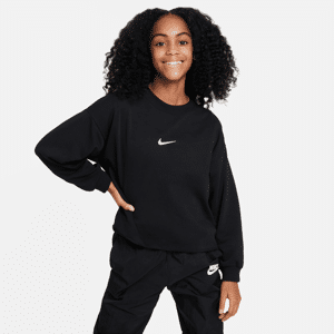 Nike Sportswear Dri-FIT-sweatshirt med rund hals til større børn (piger) - sort sort L