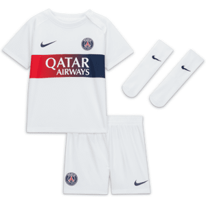 Paris Saint-Germain 2023/24 Away-Nike Dri-FIT-sæt i 3 dele til babyer og småbørn - hvid hvid 3-6M