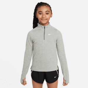 Langærmet Nike Dri-FIT-trøje med 1/2 lynlås til større børn (piger) - grå grå XS