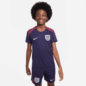 Maskinstrikket England Strike Nike Dri-FIT-fodboldtrøje med korte ærmer til større børn - lilla lilla XL