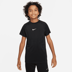 Nike Pro Dri-FIT-overdel med korte ærmer til større børn (drenge) - sort sort L