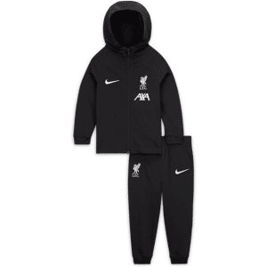 Maskinstrikket Liverpool FC Strike Nike Dri-FiT-tracksuit med hætte til babyer/småbørn - sort sort 18-24M