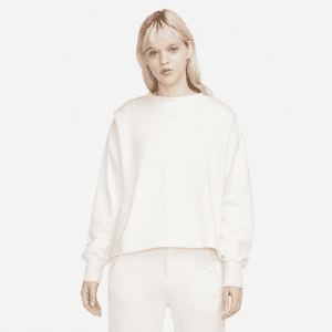 Overdimensioneret Nike Sportswear Modern Fleece-sweatshirt i french terry med rund hals til kvinder - hvid hvid L (EU 44-46)