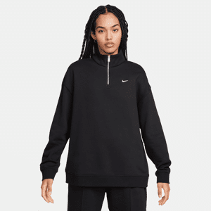 Oversized Nike Sportswear-fleeceoverdel med 1/4 lynlås til kvinder - sort sort XL (EU 48-50)