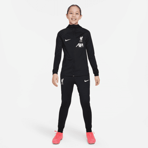 Liverpool FC Strike Nike Dri-FiT-fodboldtracksuit med hætte til større børn - sort sort S