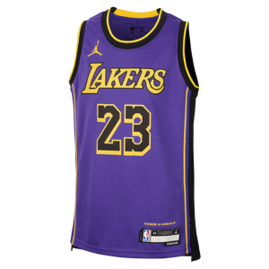 LeBron James Los Angeles Lakers Statement Edition Jordan Dri-FIT NBA Swingman-trøje til større børn (drenge) - lilla lilla S