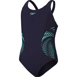 Speedo Badedragt - Placement Muscleback - Navy/grøn - Speedo - 7-8 År (122-128) - Badetøj