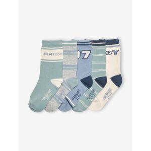 VERTBAUDET Pack de 5 pares de calcetines para niño verde medio bicolor/multicolor