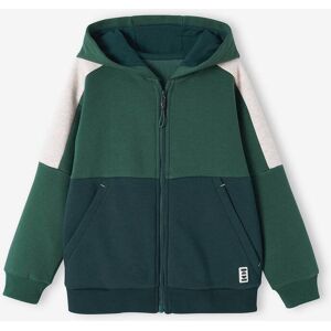 VERTBAUDET Sudadera deportiva con cremallera y capucha efecto colorblock niño verde pino