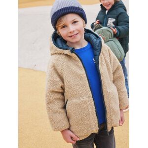 VERTBAUDET Chaqueta acolchada reversible con sherpa y capucha para niño verde pino