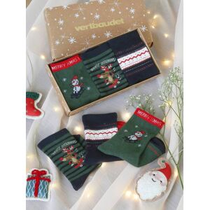 VERTBAUDET Pack de 3 pares de calcetines de Navidad para niño verde pino