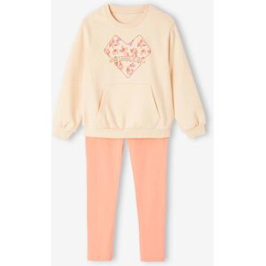 VERTBAUDET Conjunto deportivo de sudadera con motivo de corazón y leggings de tejido técnico para niña crudo