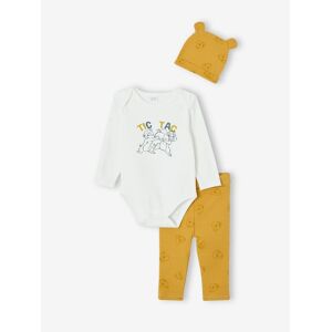 ANIMALES DE DISNEY Conjunto para bebé niño: body + pantalón + gorro Disney® Chip y Chop mostaza