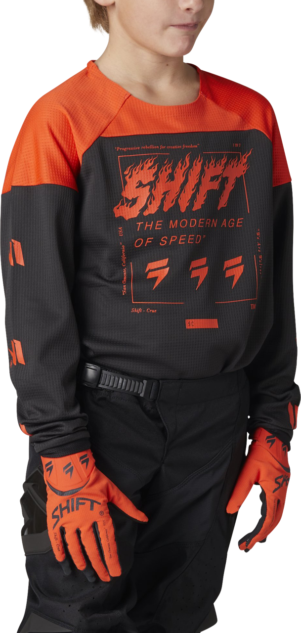 Shift Camiseta de Cross  Whit3 Label Flame Niño Negro-Naranja