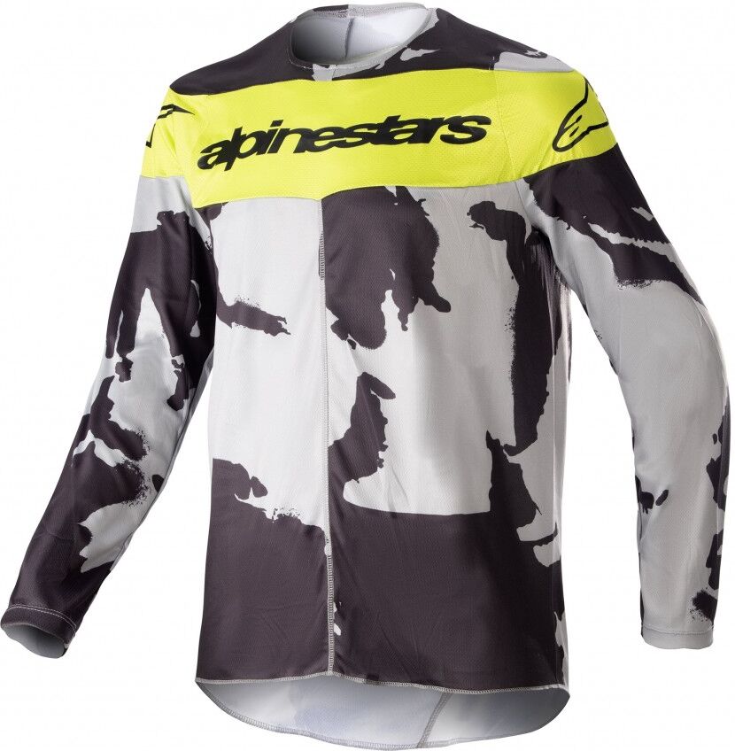 Camiseta Alpinestars Infantil Racer Tactical Cast Gris Camo Amarillo Fluor  3771