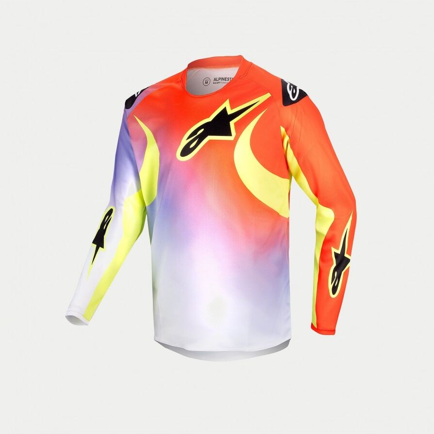 Camiseta Alpinestars Infantil Racer Lucent Blanco Rojo Amarillo Fluor