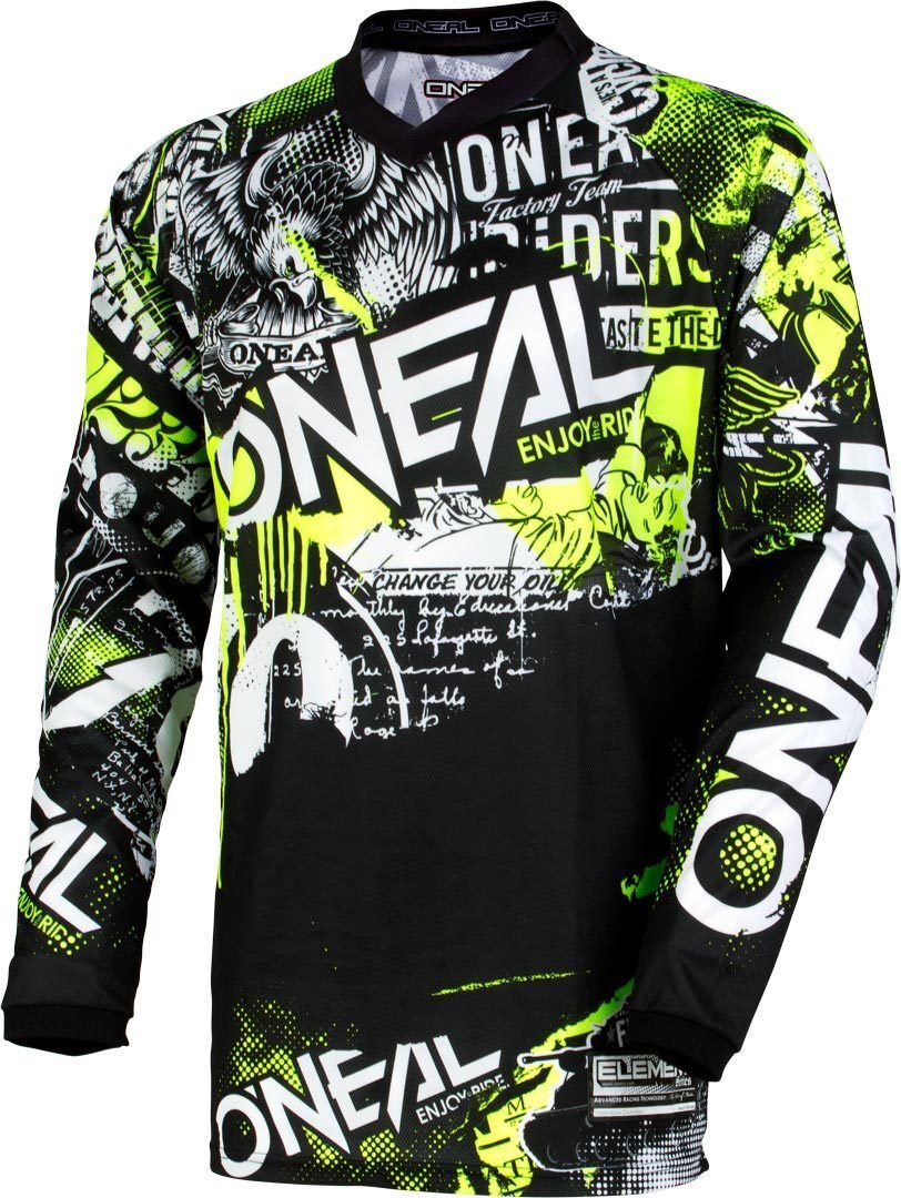 Oneal Element Attack Jersey Juvenil Motocross - Negro Amarillo (L)