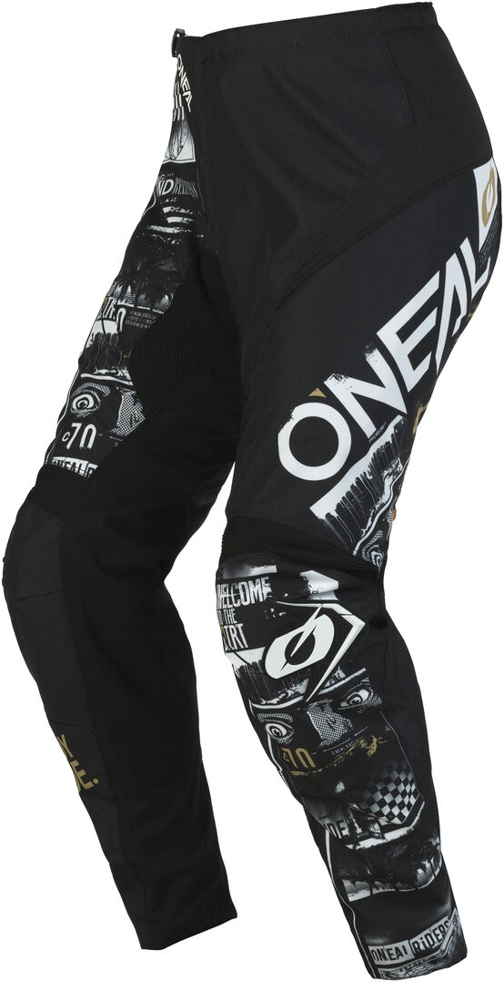 Oneal Element Attack Pantalones Juveniles de Motocross - Negro Blanco (XL)