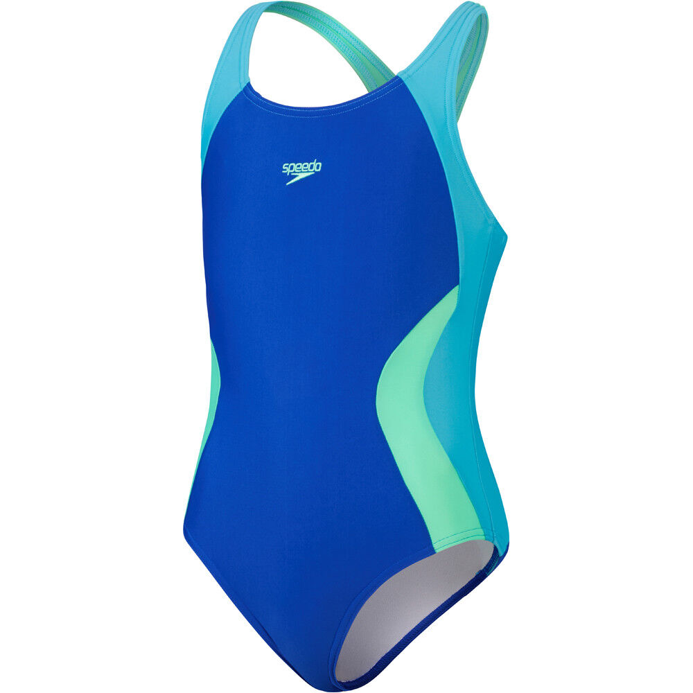 Speedo girls colourblock spiritback bañador natación niña Azul (5-6)