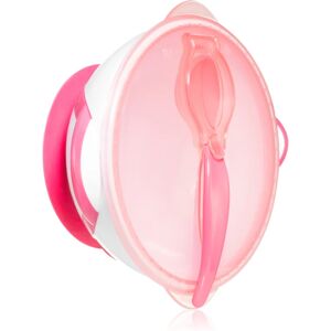 BabyOno Be Active Suction Bowl with Spoon service de table pour enfant Pink 6 m+ 2 pcs