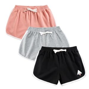 Rolanko Enfant Shorts Fille Sports Coton Danse Short Gymnastique Été D'entraînement Hot Pant pour La Course Lot De 2 (Rose Gris Noir, Taille:140, 8-9 Ans) - Publicité